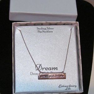 Extraordinary Life sterling silver flip necklace Dream Wish Become nib